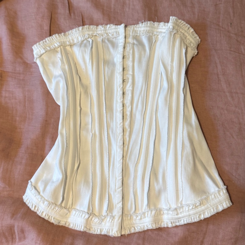NEW WITH TAGS White corset top with raw seam look